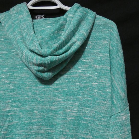 SWS, small, cropped knit hooded pullover sweater, kangaroo pockets, GUC - Picture 12 of 16